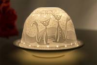 Kerzenfarm Dome Light Nr. 30041 Katzen - Teelicht Windlicht Dekoration Porzellanteelicht