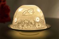 Kerzenfarm Hahn Dome Light, Nr. 32004 Sommerwiese - Teelicht Windlicht Dekoration Porzellanteelicht